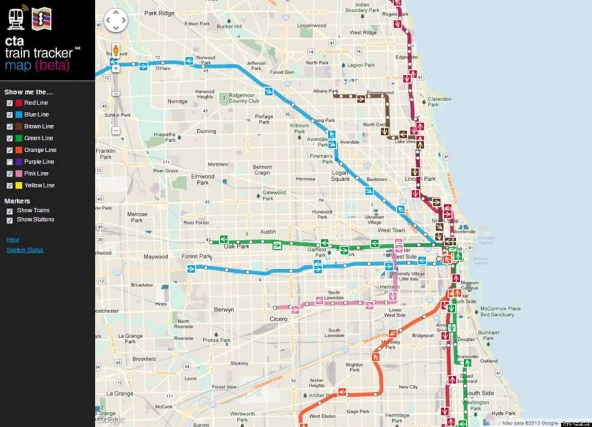 Чикаго влак кта картата