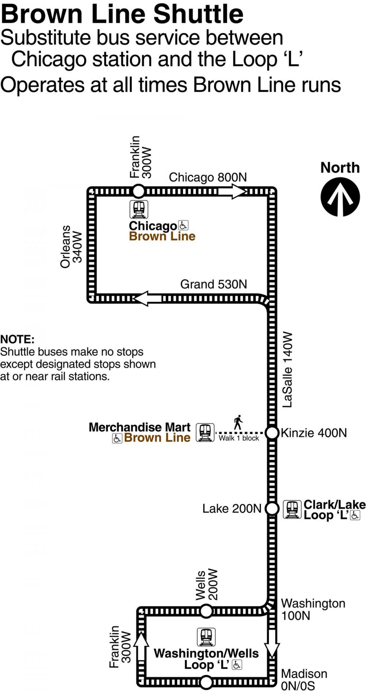 Чикаго кафява линия на картата