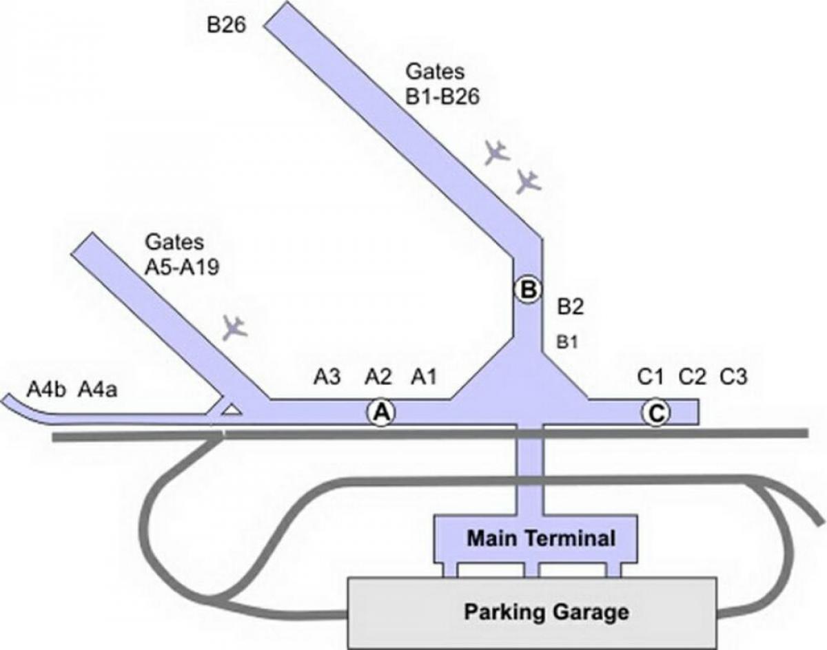 карта на летището Мидуей в Чикаго