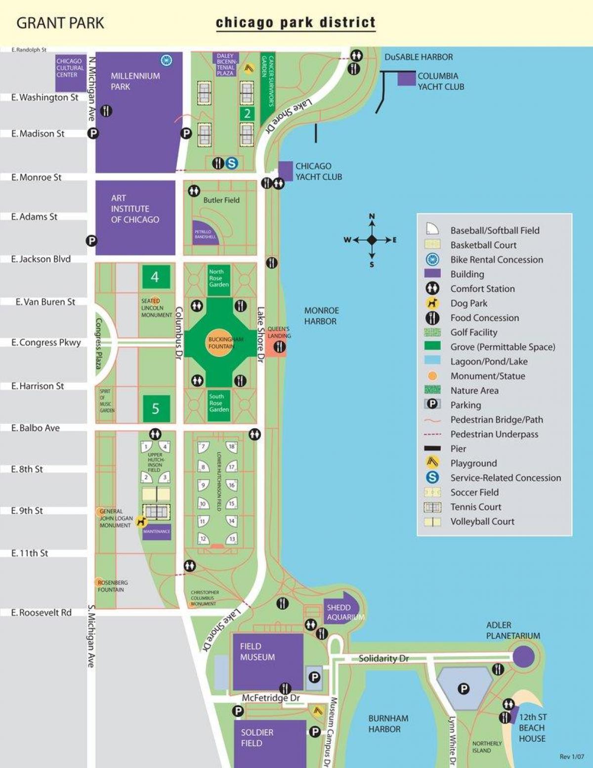 карта на Грант парк в Чикаго