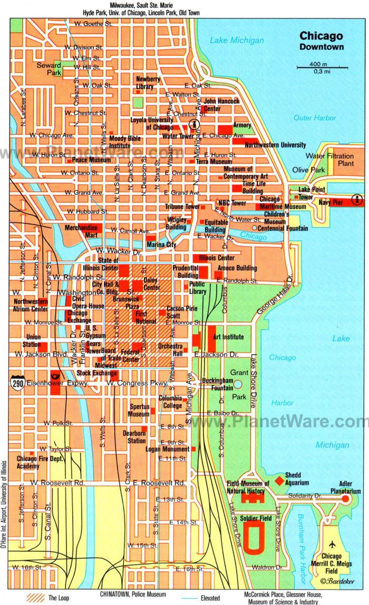 карта на забележителностите на Чикаго