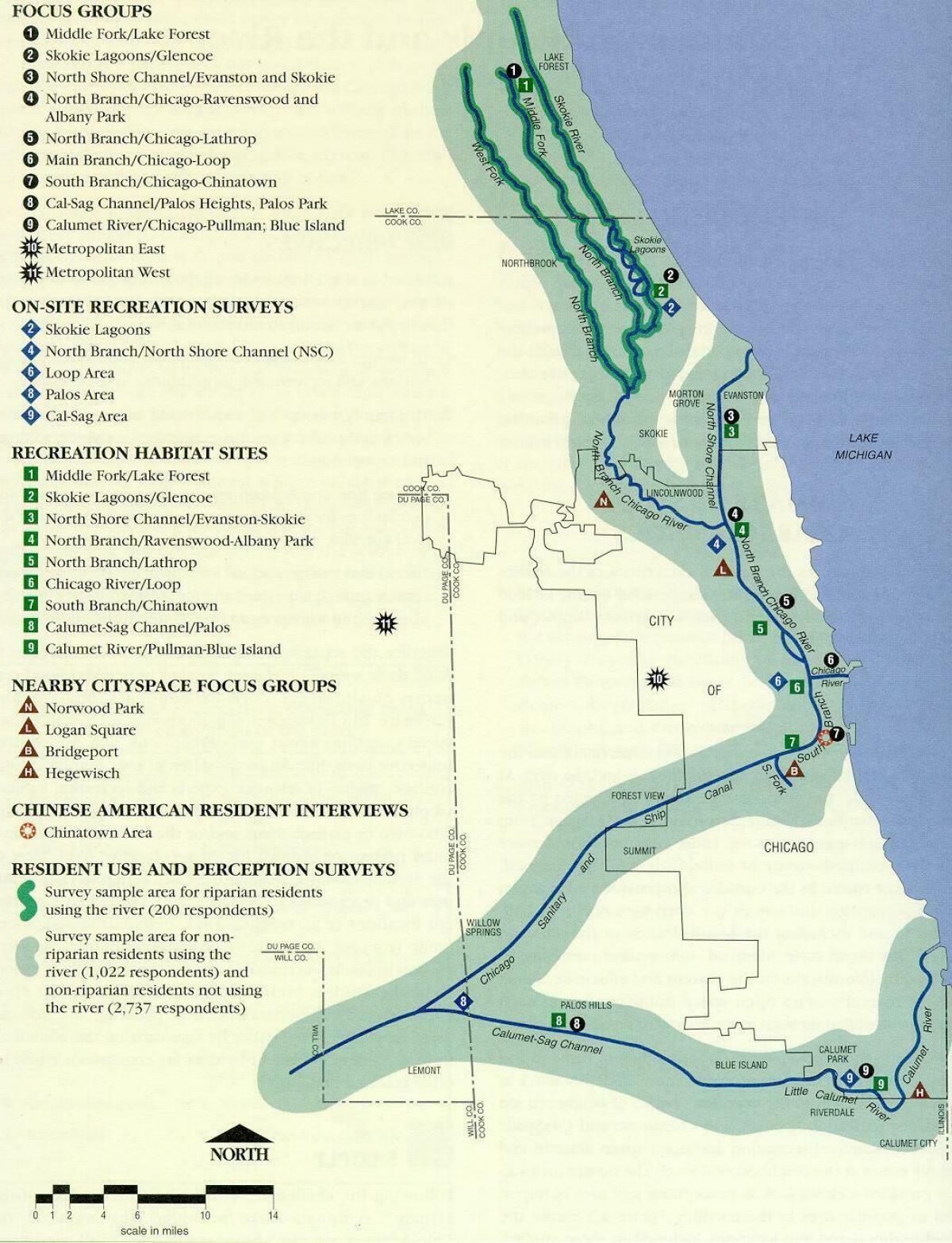карта на река Чикаго