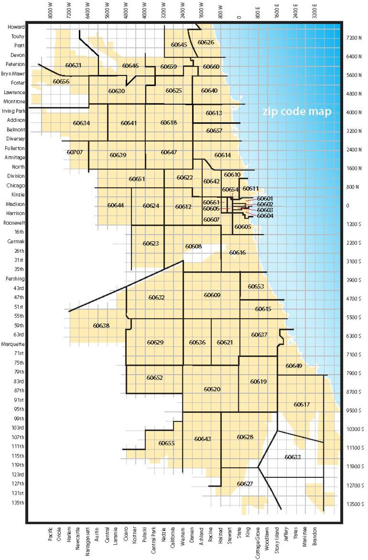 карта Чикаго пощенски кодове
