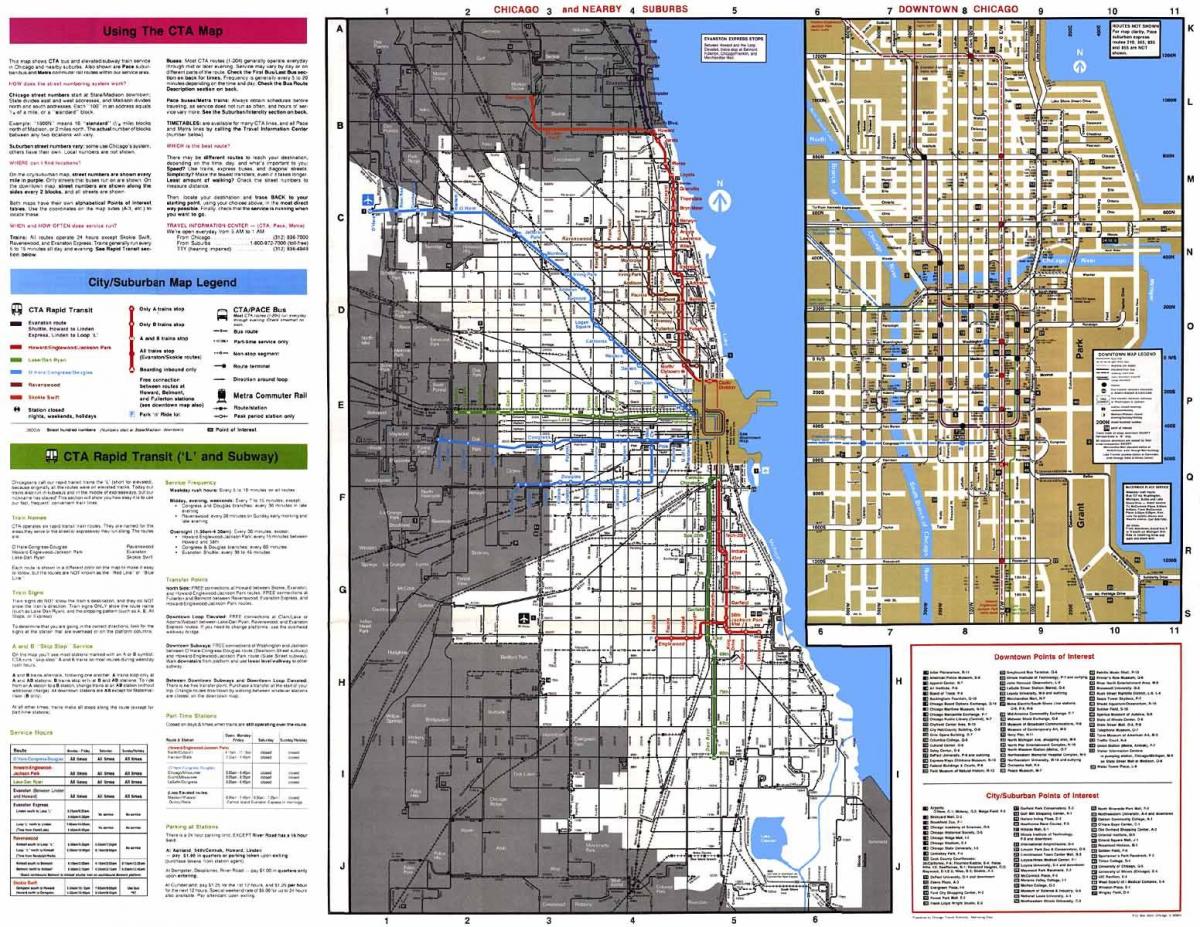 автобусни маршрути Чикаго картата