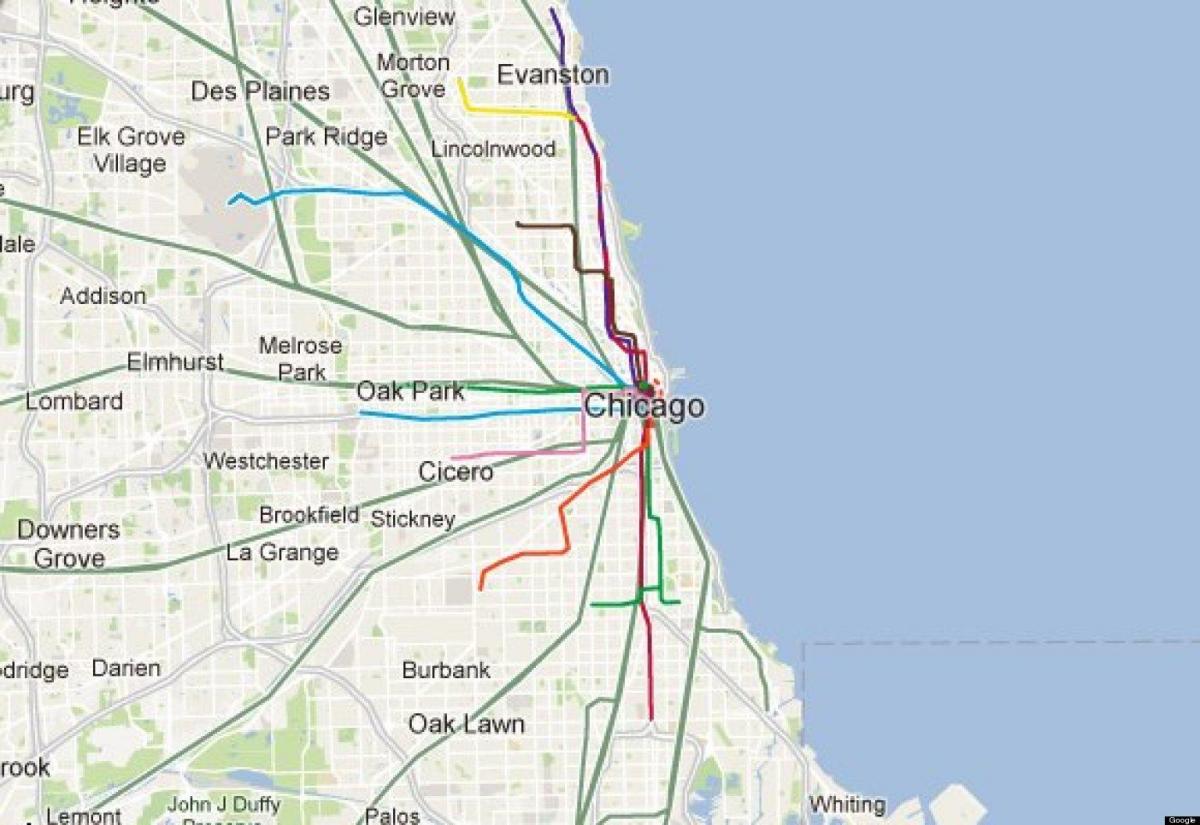 Чикаго синята линия на железопътната карта