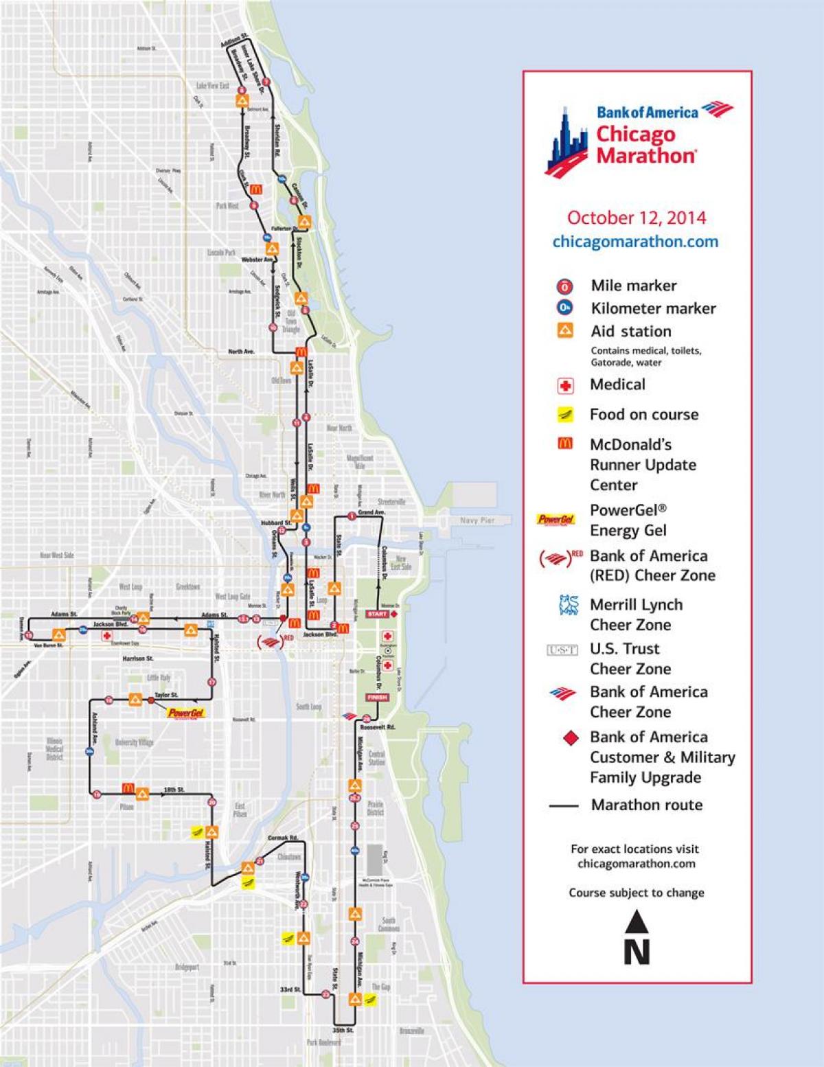 Чикагския маратон картата на състезанието