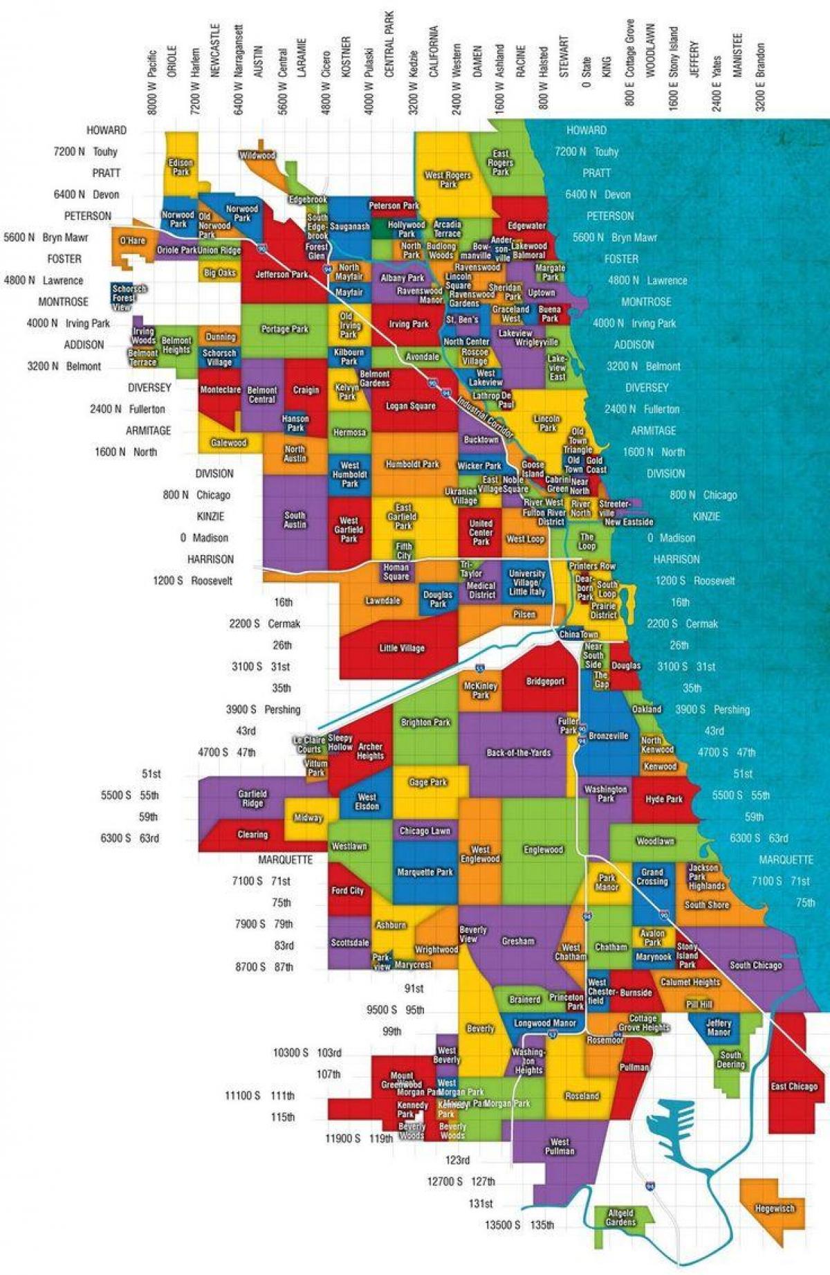 карта на Чикаго и предградията