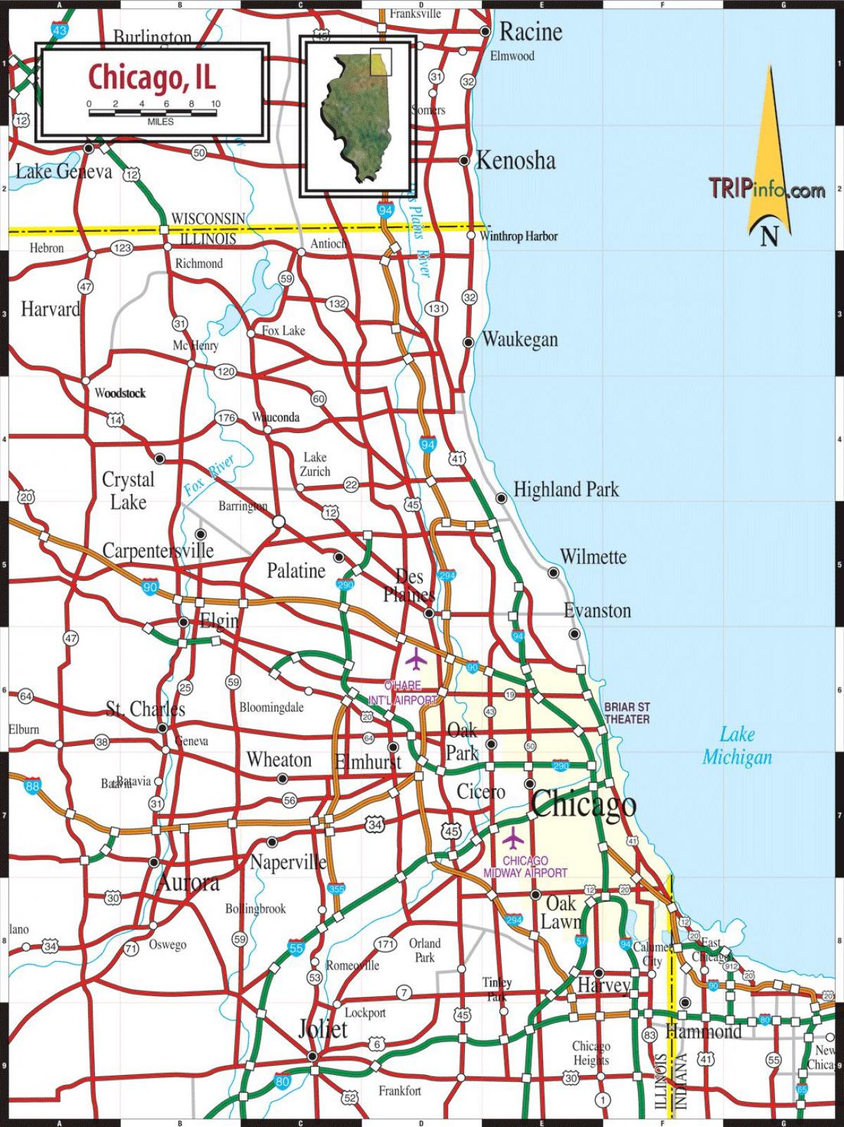 карта Чикаго
