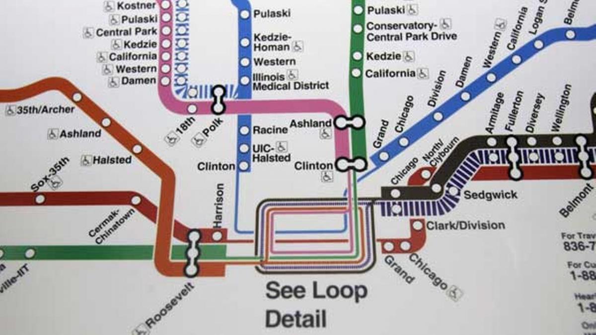 Чикаго карта на метрото, синята линия