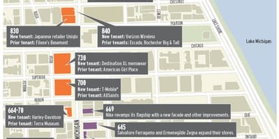 Magnificent mile в Чикаго картата