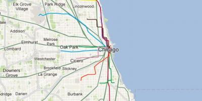 Чикаго синята линия на железопътната карта