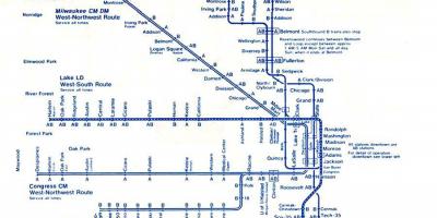 Карта на синята линия Чикаго